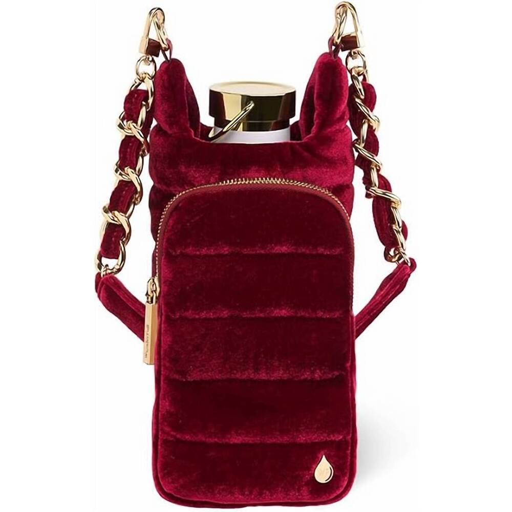 NEW WANDERFULL velvet hydrobag with chain shoulder strap 32 oz water bottle carr